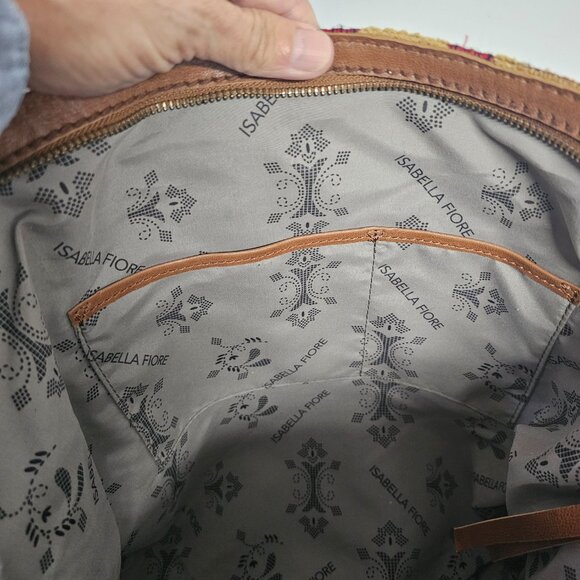 Isabella Fiore Brown Leather Tapestry Bag Western Boho Crossbody - Picture 12 of 13